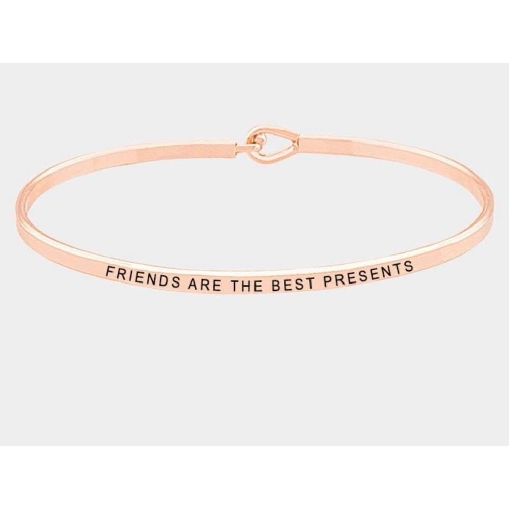 New Womens Boutique Friends Are The Best Presents Brass Hook Bracelet Rose Gold